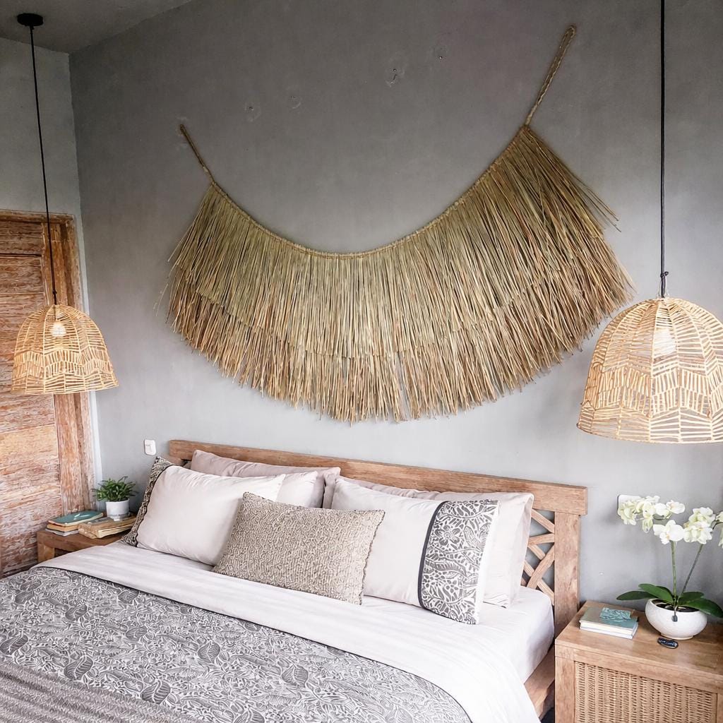 Seagrass Over Bed Wall Decor, Boho Bedroom Art, Coastal Vibes - Etsy