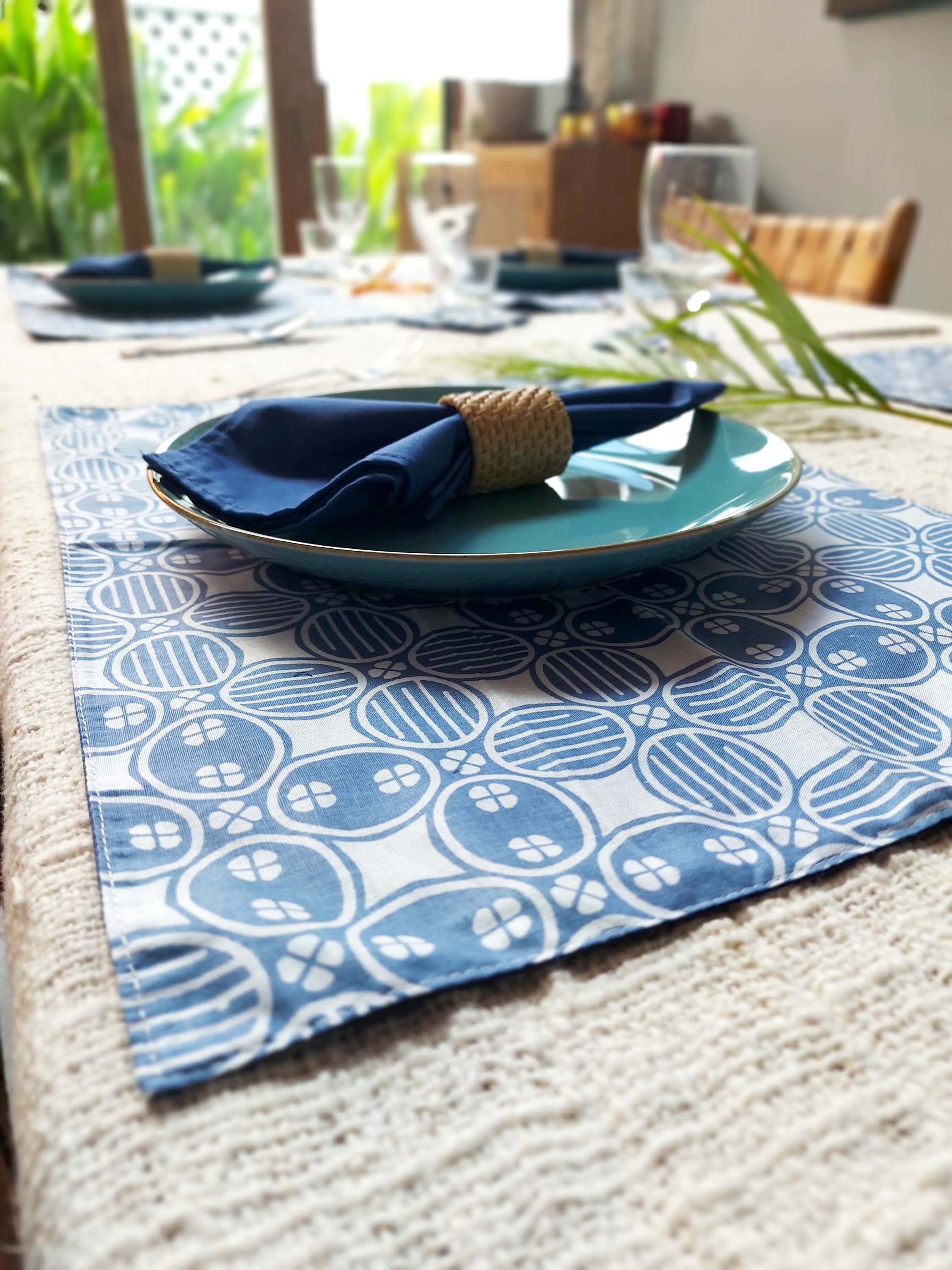 Cotton Batik Placemats in Blue Christmas Placemats Table Etsy