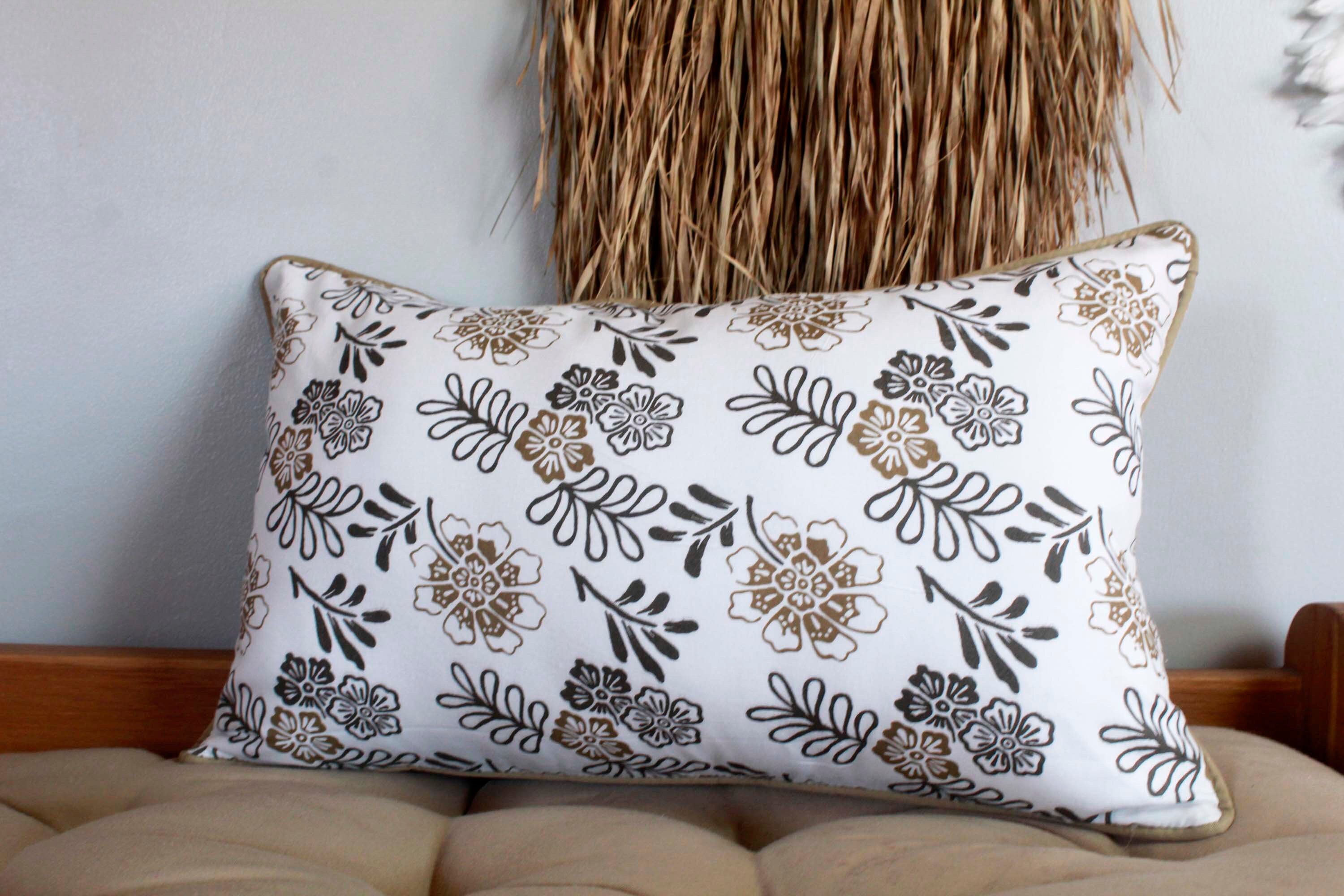 Beige - Hand Batik Printed Cotton Cushion Cover (18 x 18 in) main image 0