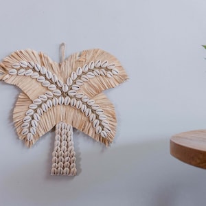 Coastal Paradise Palm Trees & Seashell Wall Art, Tropical beach house decor