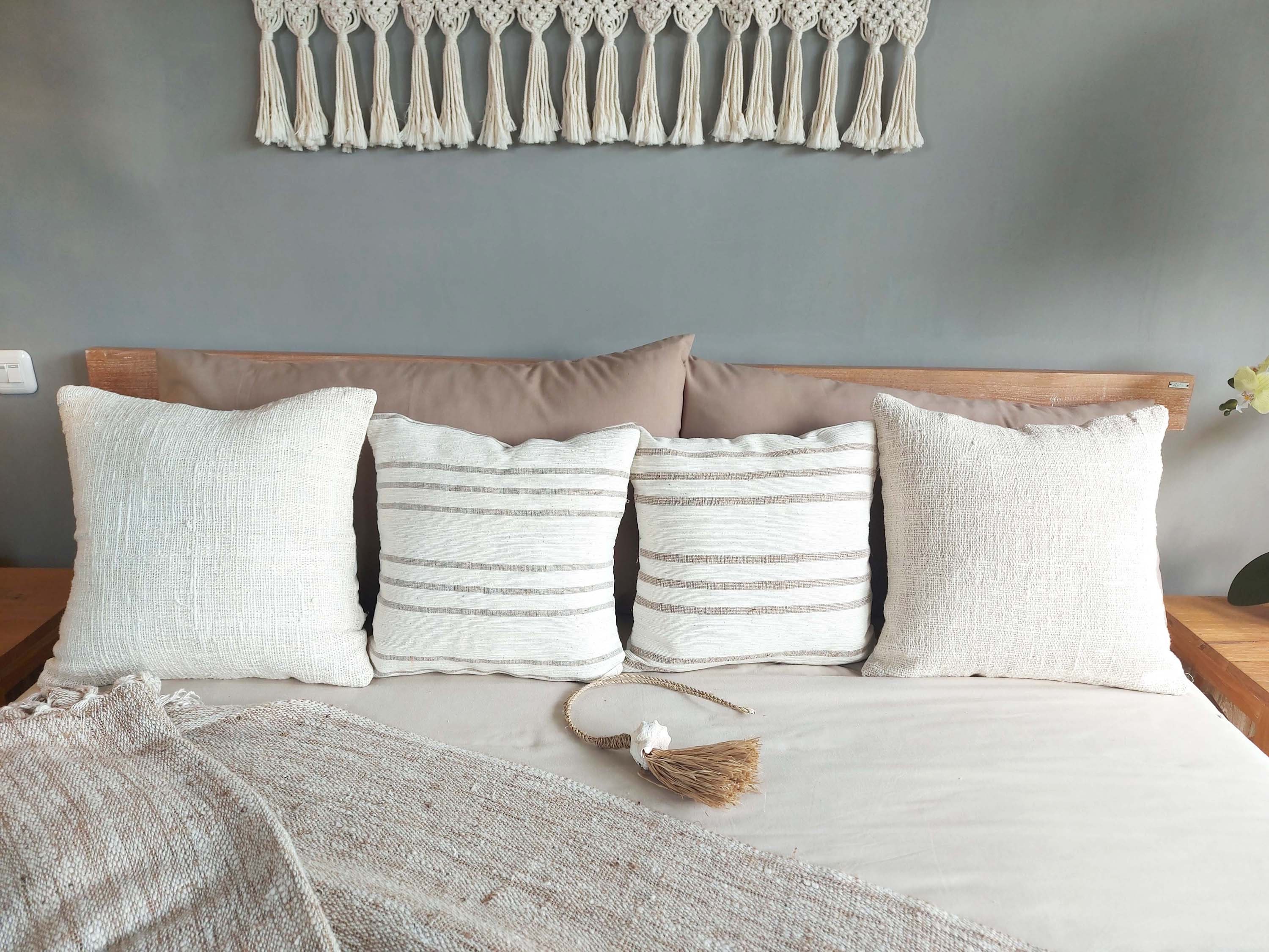 Kayacream and Brown Striped Throw Blanket Boho With Tassel Etsy UK