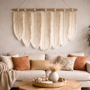 Großes Makramee Blatt Wandbehang, Boho Baumwolle Wand Kunst Dekor