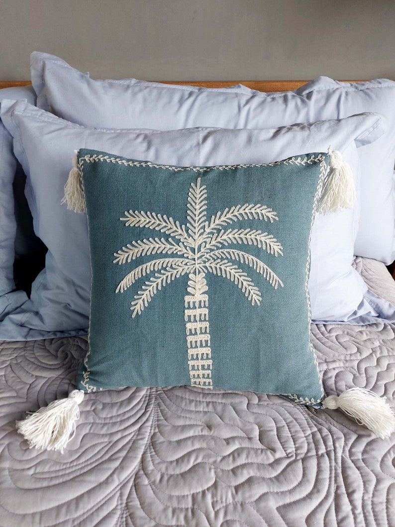 Palm Tree Bedding Set Cotton, Bed Runner, Cushions Cover, Bed Cover