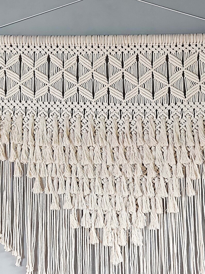 Handmade Modern Macrame Minimalist With Wooden Dowel, Wall Hanging