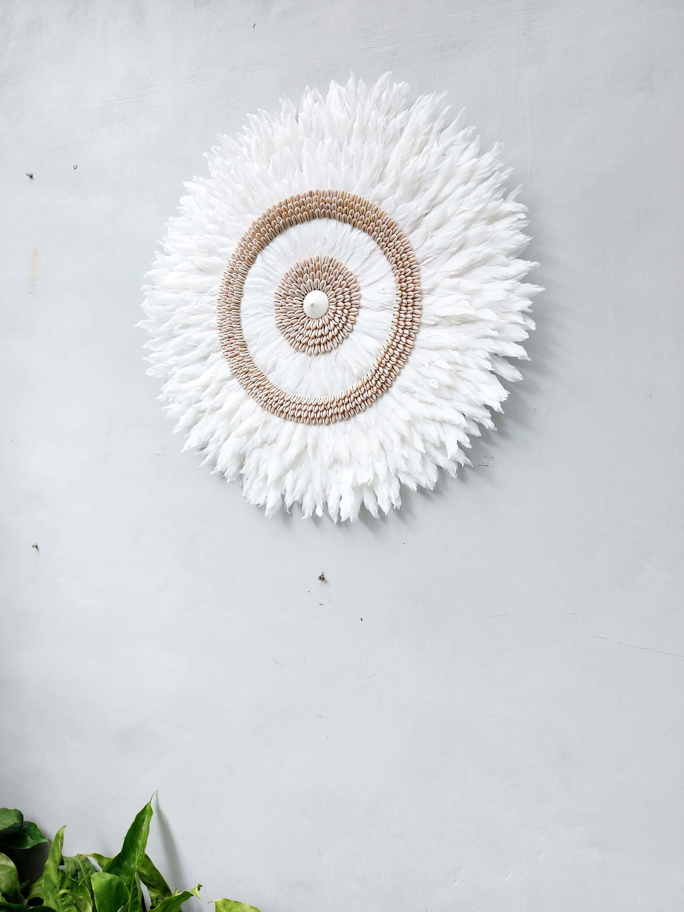 Juju Feathers Wall Decor With Cowrie Shells Bohemian Style Etsy