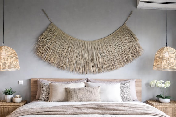Seagrass Over Bed Wall Decor, Boho Bedroom Art, Coastal Vibes