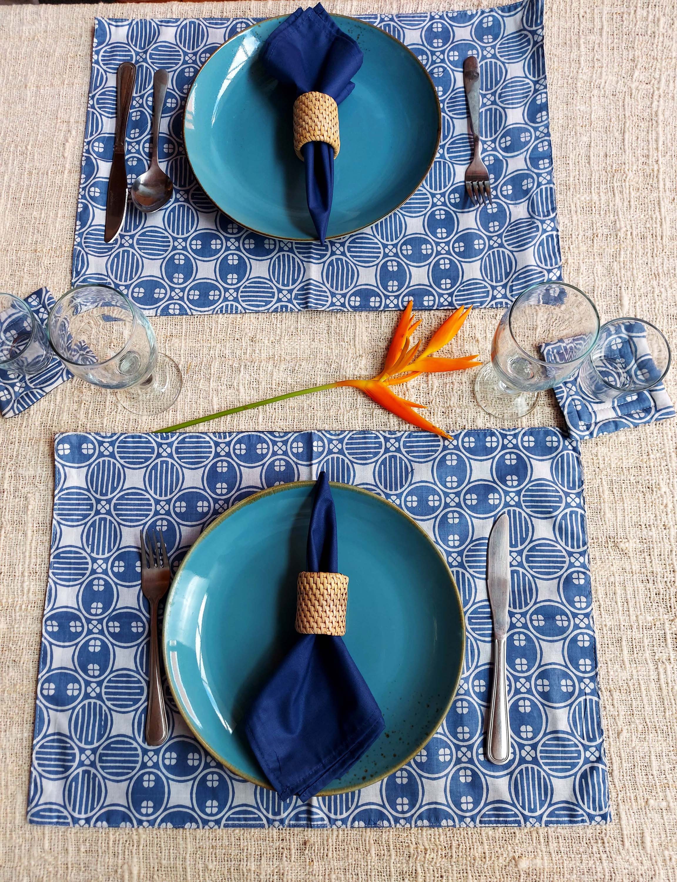 Cotton Batik Placemats in Blue Christmas Placemats Table Etsy