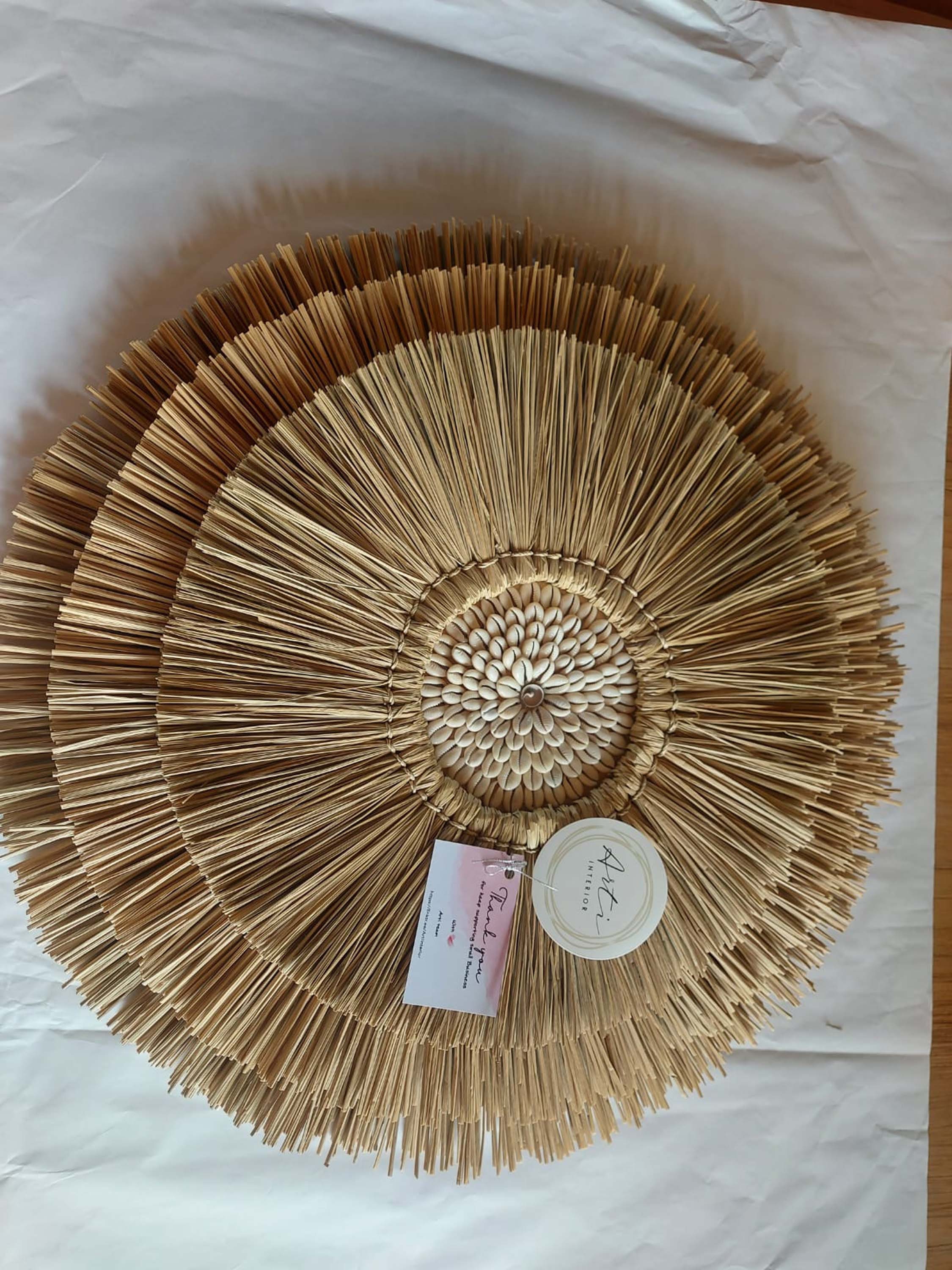 Kaima-juju Raffia Round Wall Hanging Natural Color Raffia - Etsy