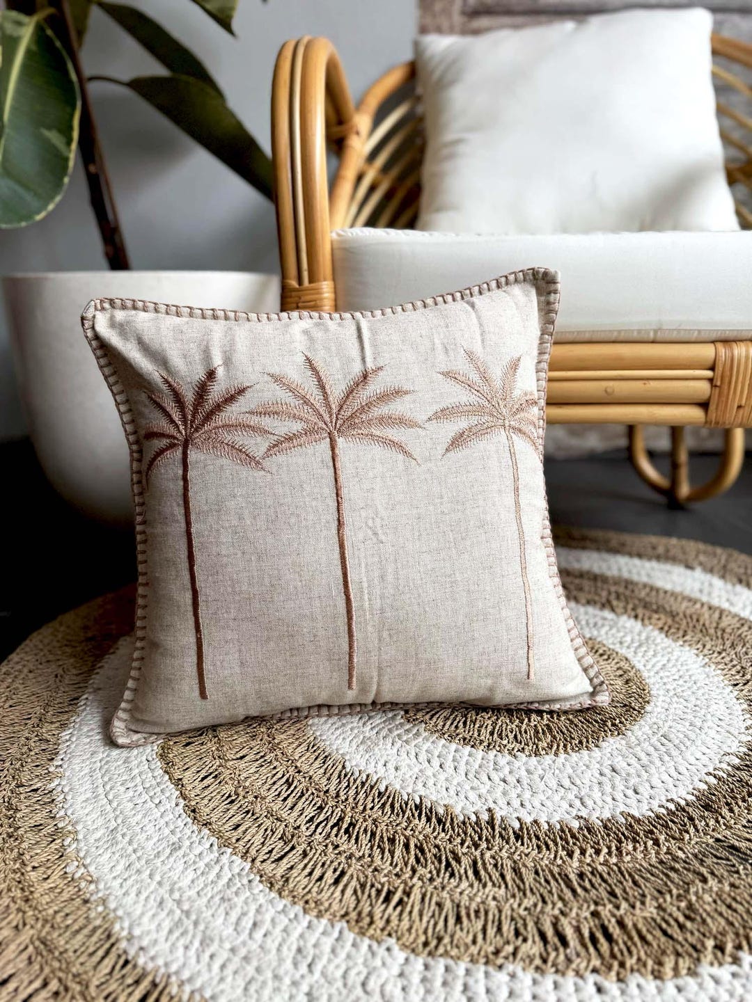 Foindtower Set di 2 federe decorative in lino con frange, stile bohémien e rustico, con nappe, morbide, per divano, letto, soggiorno, decorazione per la casa, 45,7 x 45,7 cm, beige chiaro