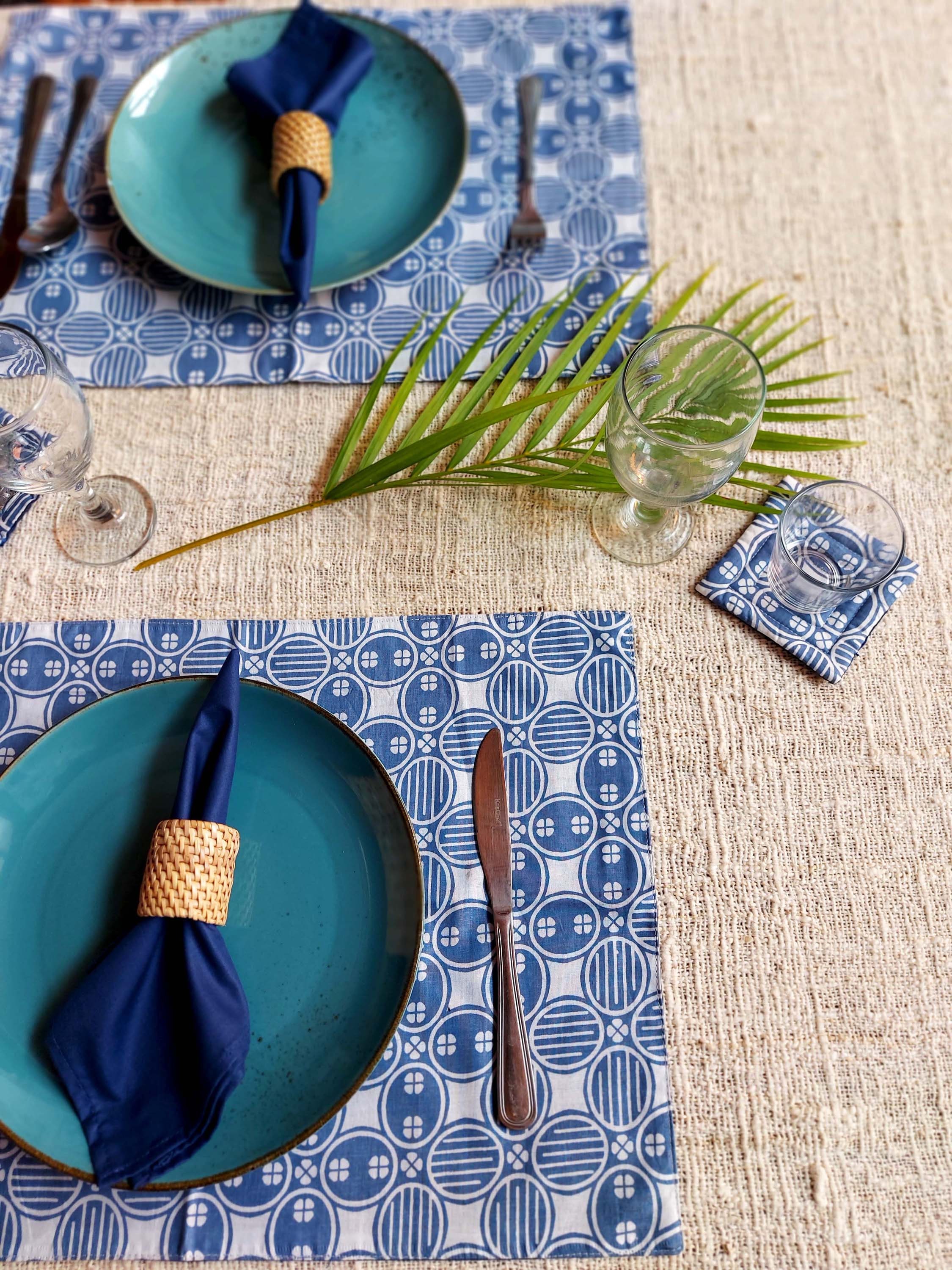 Cotton Batik Placemats in Blue Christmas Placemats Table Etsy
