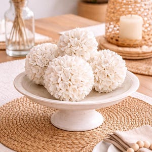 Seashell Ball Ornament Set of 4, Coastal Farmhouse Table decor