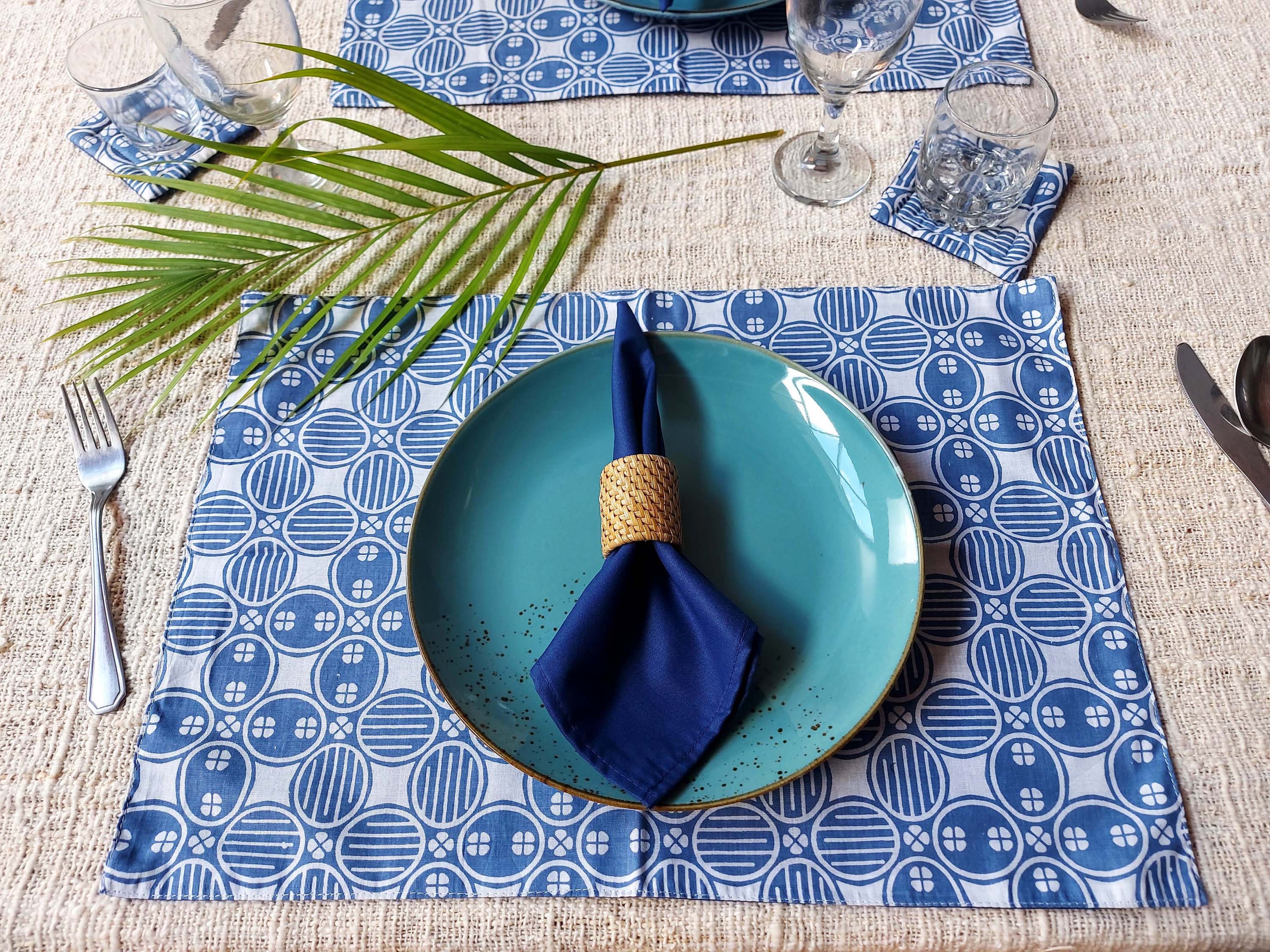 Cotton Batik Placemats in Blue Christmas Placemats Table Etsy