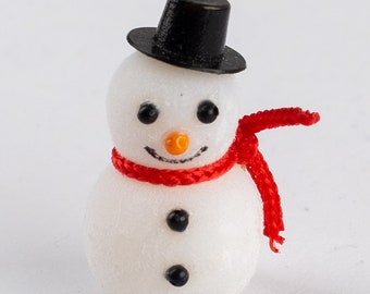 Miniature Flocked Snowman Snowmen Set of 2
