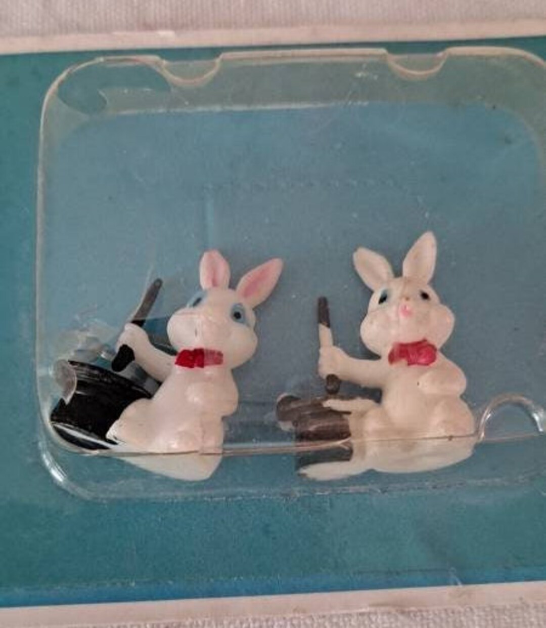 NOS Mini, Miniature Rabbits, Bunnies, Easter Cupcake, Cake, Diorama ...