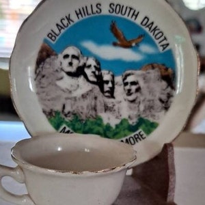 Black Hills South Dakota Miniature Souvenir Cup & Saucer Collectible