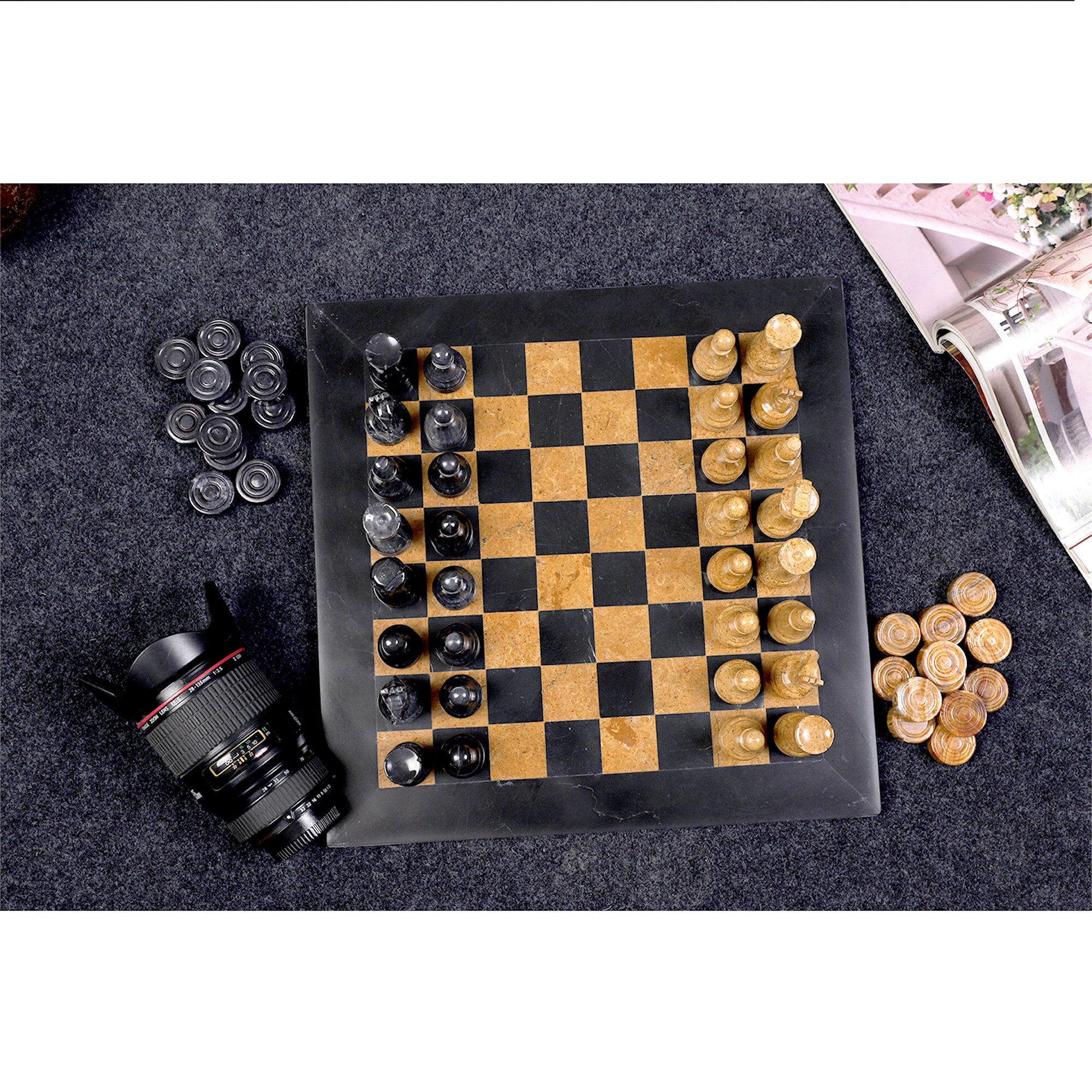 Black & Gold Chess Set Trio (50% OFF)