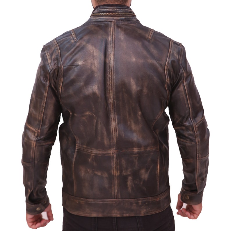 Mens Classic Vintage Cafe Racer Distressed Brown Leather - Etsy