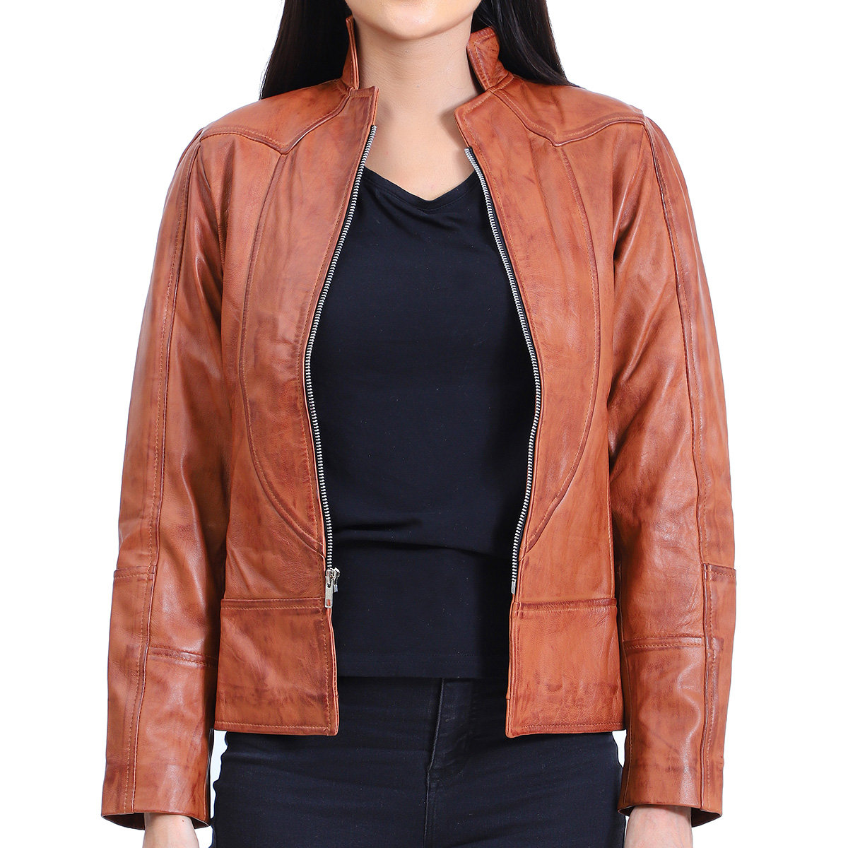 Women Lambskin Leather Jacket Custom 