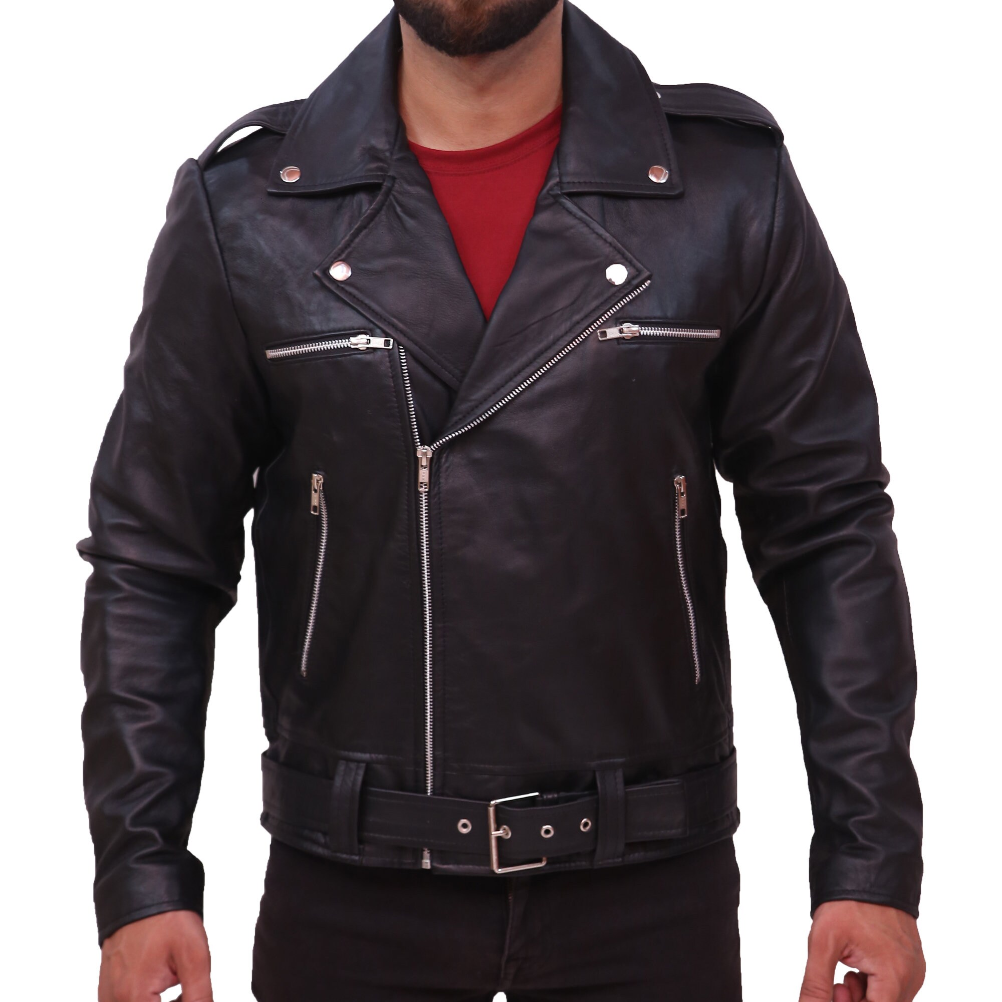 The Walking Negan Brando Motorcycle Biker Black Leather - Etsy