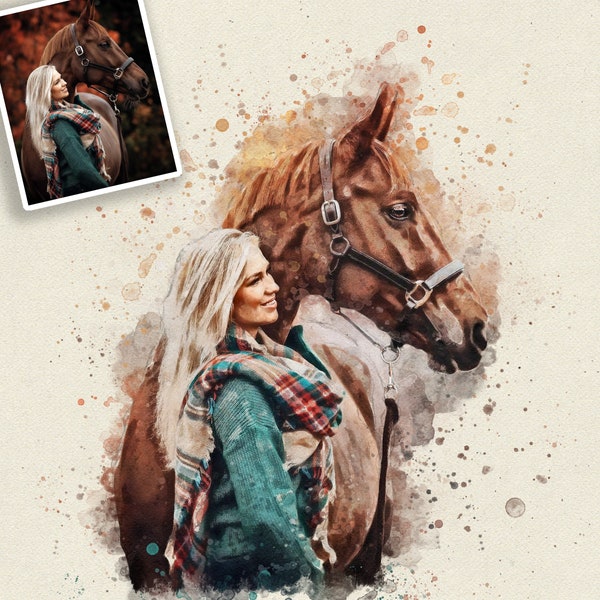 Custom Horse watercolour Custom Drawing Horse Portrait From Photo Personalized Sketch Art Custom Horse Digital Art Photo to Drawing