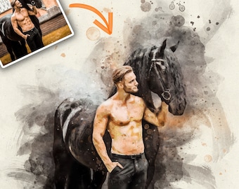 Aangepaste paard portret van foto gepersonaliseerde paard gift paard memorial gift paard wall art aangepaste paard geschenken, schilderij digitaal, moeder geschenken