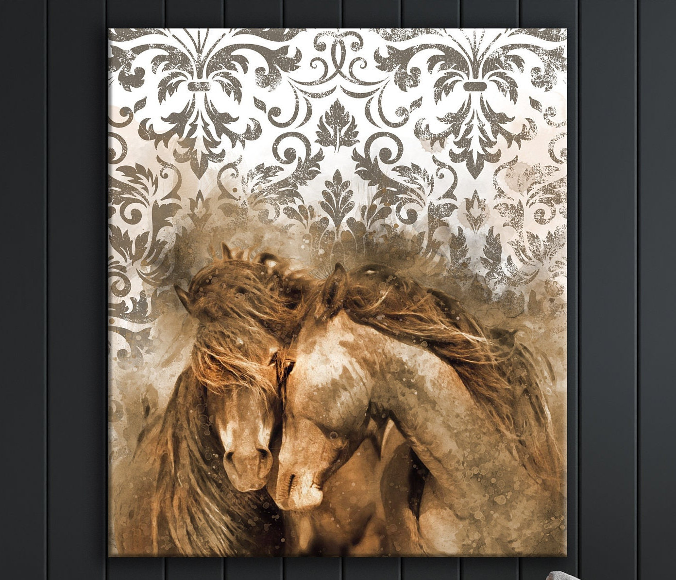 Extra Large Two Horses Canvas Large Horse Wall Art Living Room | Etsy