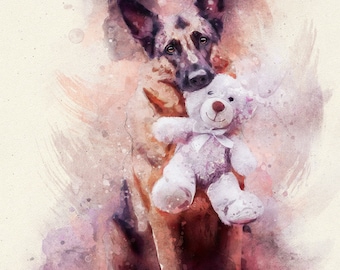 Custom Pet Portrait in Memory Of Dog, Pet Memorial Gift, For Pet Lovers, Loss Of Dog, Loss Pet Sympathy, Fathers day gift, Memorial Gift