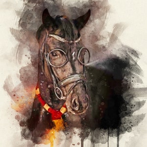 Watercolor Horse Portrait From Photo, Custom Horse Gift, Horse Loss Gift, Horse Wall Art, Horse Owner, Horse and Girl, Horse Portrait, Equin