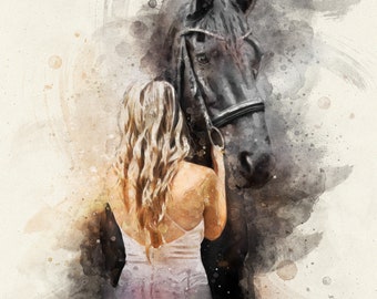HORSE Wall Art Print, Equestrian Art, Watercolor Horse Decor painting, Horse painting, Horse Lover Gifts, Horse Art, Horse Equestrian Gifts