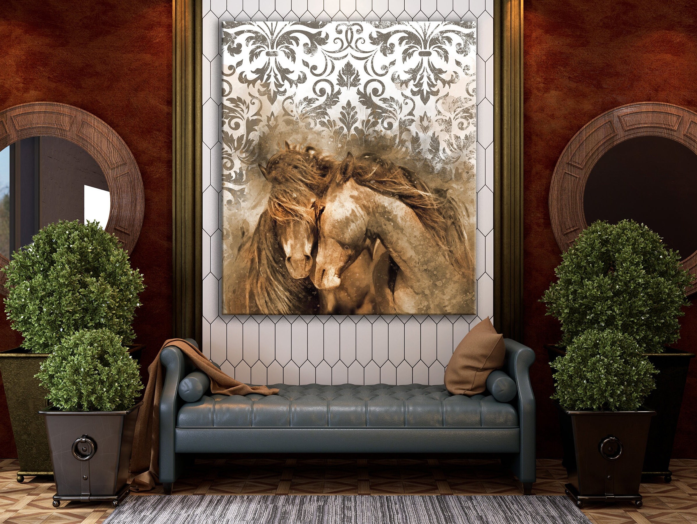 Extra Large Two Horses Canvas Large Horse Wall Art Living Room | Etsy