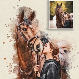 Custom Horse watercolour Custom Drawing Horse Portrait From Photo Personalized Sketch Art Custom Horse Digital Art Photo to Drawing