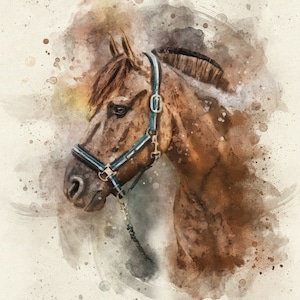 Custom Horse Portrait From Photo, Personalized Horse Gift, Horse Loss Gift, Horse Wall Art, Horse and Owner Portrait, Horse and Girl, Horse Portrait, Personalized Watercolor Portrait, Abstract Horse Portrait, Horse Gift, Equine Art