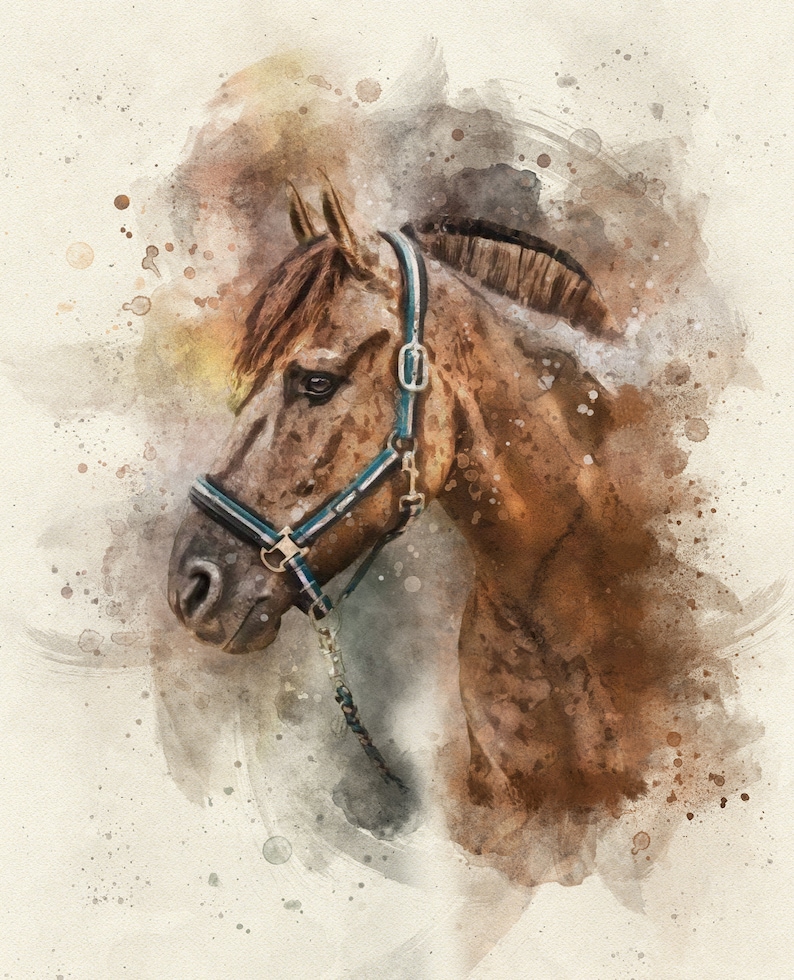 Custom Horse Portrait From Photo, Personalized Horse Gift, Horse Loss Gift, Horse Wall Art, Horse and Owner Portrait, Horse and Girl, Horse Portrait, Personalized Watercolor Portrait, Abstract Horse Portrait, Horse Gift, Equine Art