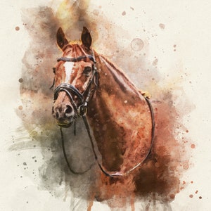 Custom Horse Portrait From Photo, Personalized Horse Gift, Horse Loss Gift, Horse Wall Art, Horse and Owner Portrait, Horse and Girl, Horse Portrait, Personalized Watercolor Portrait, Abstract Horse Portrait, Horse Gift, Equine Art