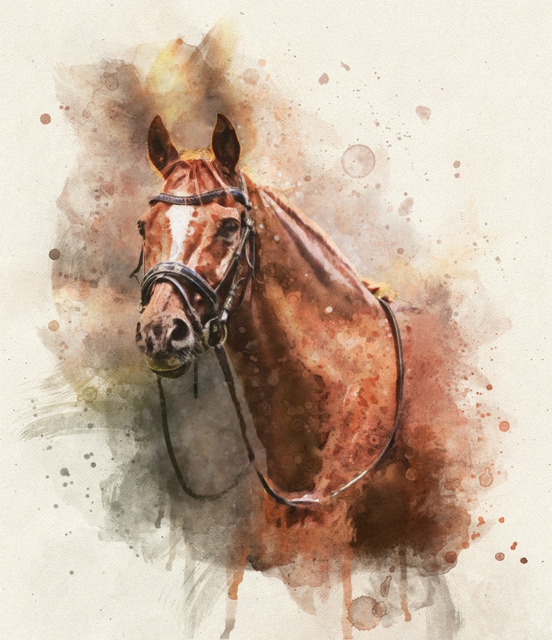 Custom Horse Portrait From Photo, Personalized Horse Gift, Horse Loss Gift, Horse Wall Art, Horse and Owner Portrait, Horse and Girl, Horse Portrait, Personalized Watercolor Portrait, Abstract Horse Portrait, Horse Gift, Equine Art