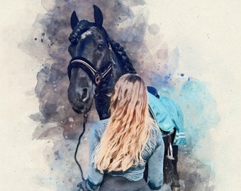 Personalized Horse Gifts, Equestrian Gift, Horse Memorial Gift, Horse Art, Horse Portrait from Photo,Horse Wall Art, Gift For Horse Lovers