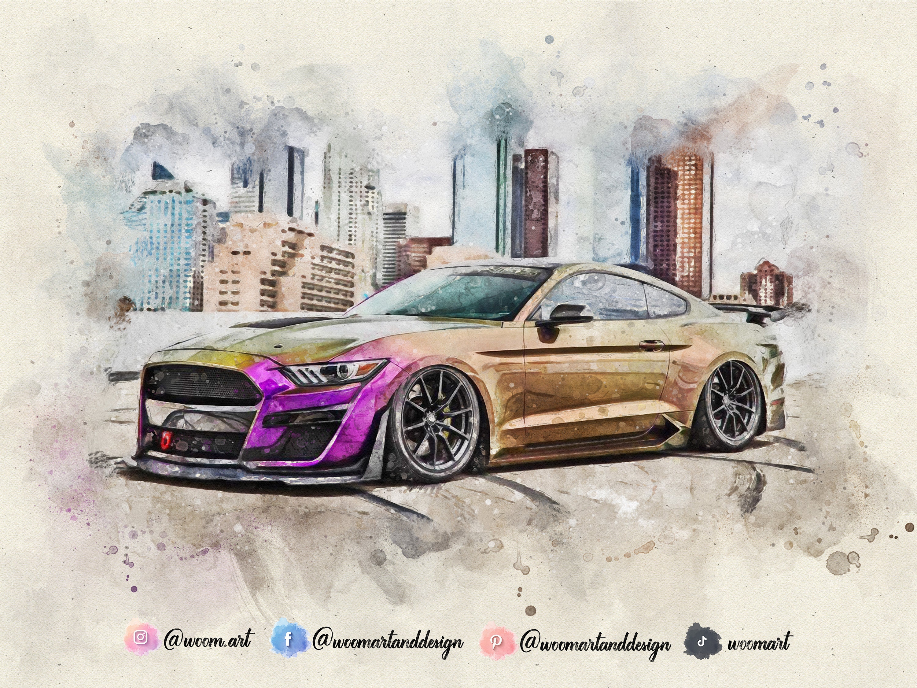 Custom Car Portrait from Photo, Watercolor Car Painting, Christmas Gift for Car Lover, Gift for Car Lover, Car Wall Decor, Racing Design