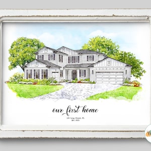 Custom House Portrait, Our First Home, Closing Gift, New Home Owner Gift, Engagement or Anniversary Gift, Housewarming Gift, Christmas Gift