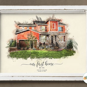 Custom Watercolor House Portrait, Personalized Housewarming Gift, Watercolor Home Painting, First Home Gift, Realtor Closing Gift,