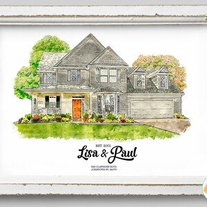 Custom Home Portrait, Christmas Gift, Gift for Her, Gift for Him, Gift ...