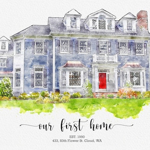 Custom Housewarming Gift, Watercolor House Portrait, Watercolor Print, Home Portrait Sign, Wedding Gift, Home Print, Our First Home Gift