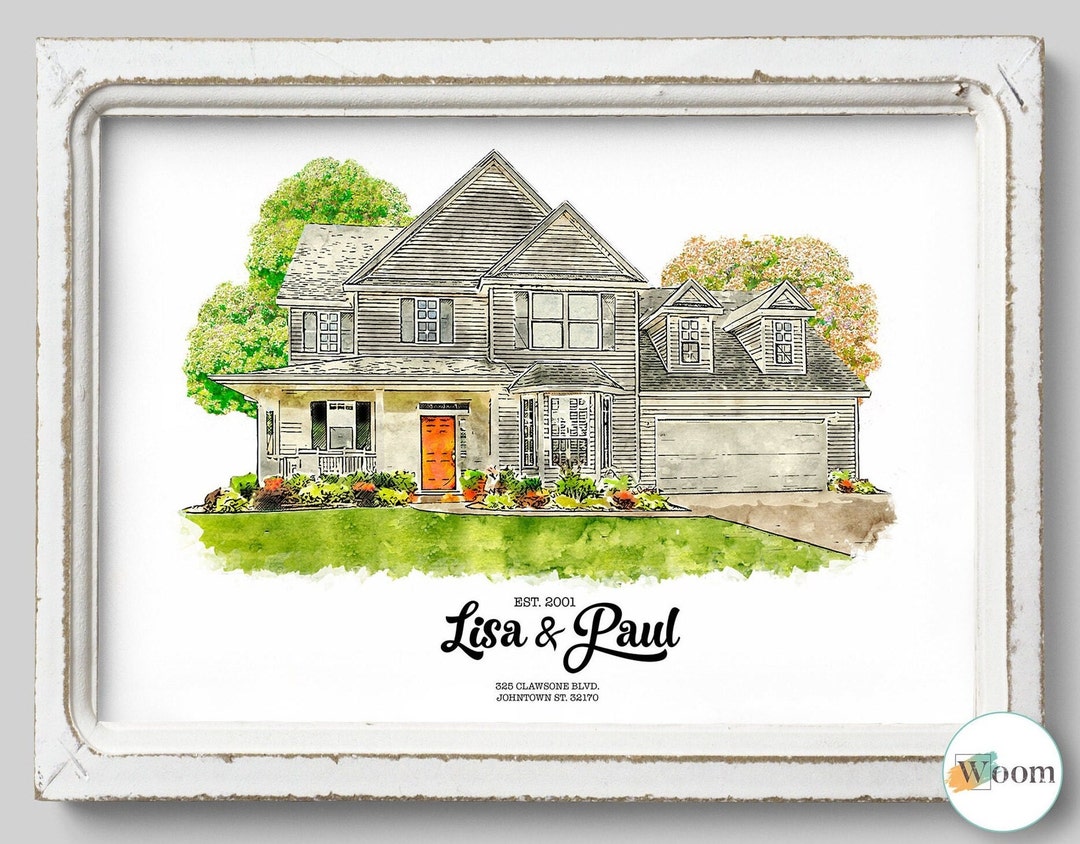 Personalized House Drawing Custom House Portrait, New Home Gift, New ...