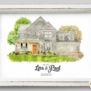 Watercolor House from Photo, Personalized First Home Gift, Custom Housewarming Gift, Printable House Portrait, Canvas House Portrait