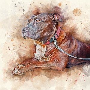 Custom Pet Portrait Watercolor, Hand painted from your Own Photo, Pet Memorial, Dog Painting, Pet Portrait Painting, Custom Dog  Portrait