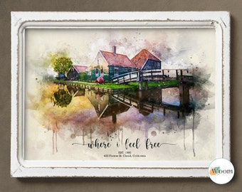 Custom Watercolor House Portrait,First Home Gift,Realtor Closing Gift,Home Portrait,Watercolor House Painting,Personalized Housewarming Gift