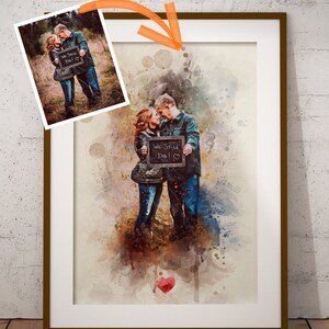 Custom Portrait From Photo, Valentine&#39;s Gift For Her, Wedding Gift, Personalized Gift For Dad, Mom,Canvas Print,Anniversary Gift For Husband
