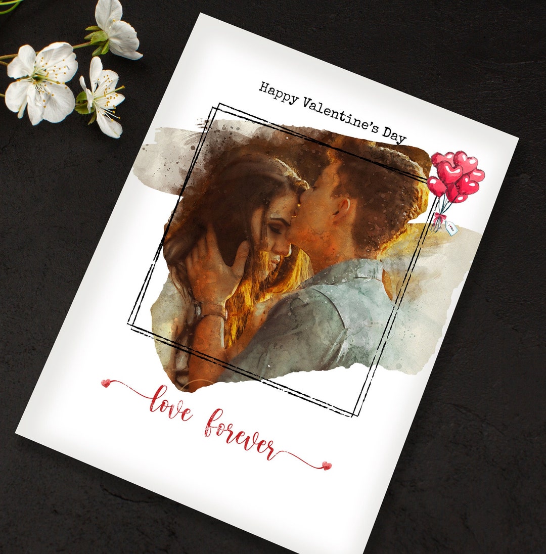 Custom Valentines Day Card, Watercolor Personalized Valentines Card ...