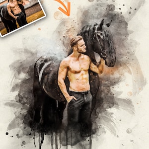 Custom Horse Portrait, Personalized Horse Portrait from Photo, Horse Poster, Horse Loss Gift, Horse Painting, Horse Wall Art, Horse Portrait