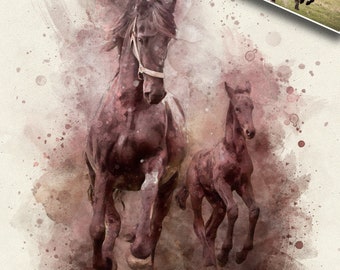 Aangepast paard portret van foto, gepersonaliseerde paard schilderij, paard memorial gift, cadeau voor paard eigenaar, aangepast paard cadeau, cadeau voor paard minnaar