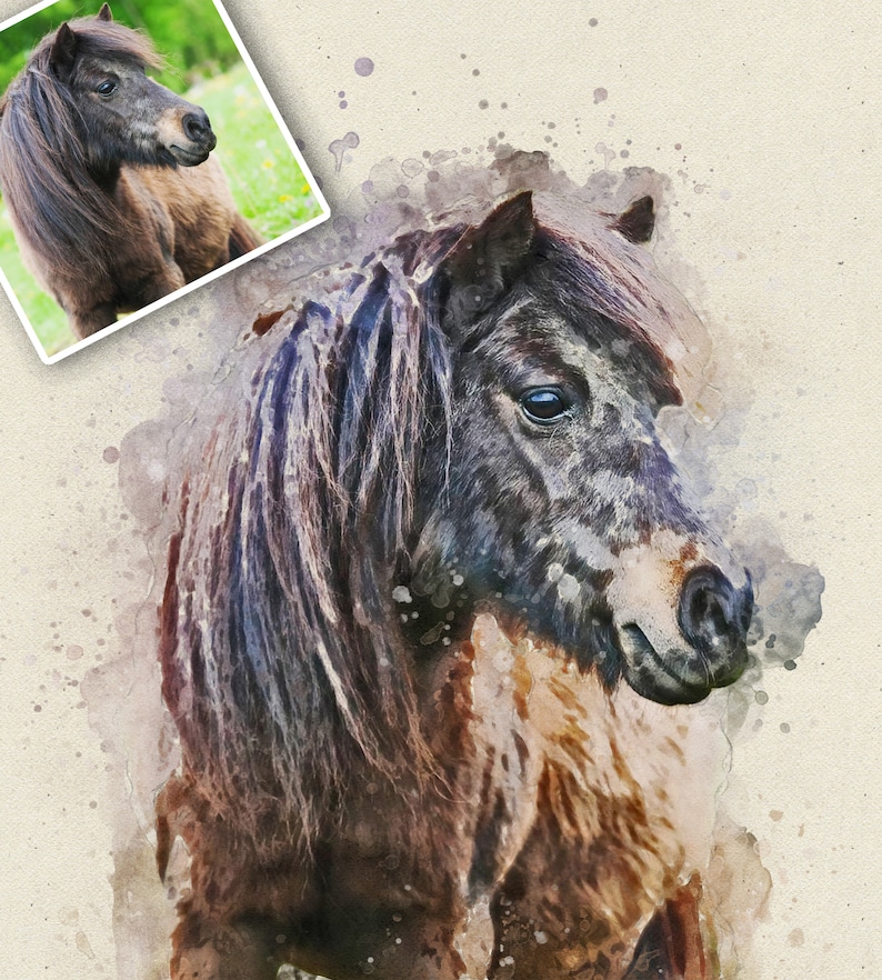 Custom Horse watercolour Custom Drawing Horse Portrait From Photo Personalized Sketch Art Custom Horse Digital Art Photo to Drawing